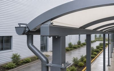 惠州大型汽车零部件厂区 跨楼连接膜结构连廊雨篷 - 结构细节 缩略图